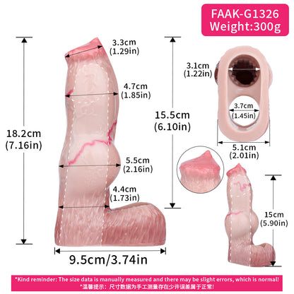 Sculptural Penis Sleeve Made of Liquid Silicone - Stretchable Silicone Sleeve with Bulge Contour and Textured Inner Channel