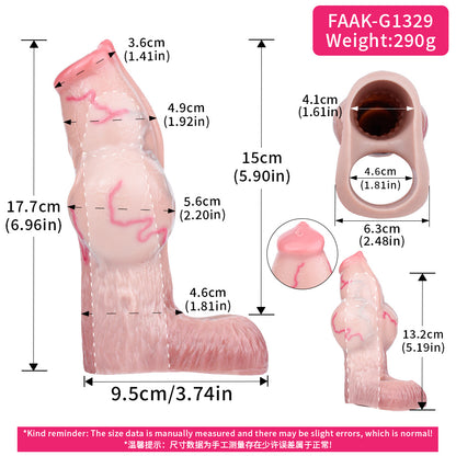 Canine Bionic Knotted Sleeve - Realistic Fantasy Penis Sleeve with Shaft Knot and Open Tip