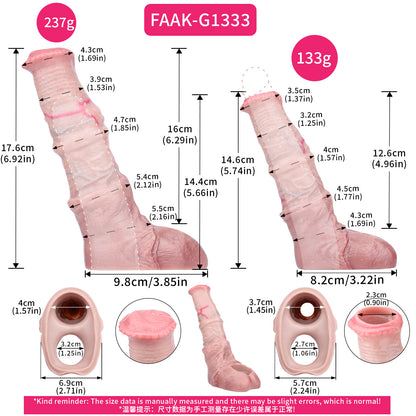 Realistic Silicone Penis Sleeve Platinum Silicone - Stretchable Textured Sleeve with 3D Vein Structure and U-Shaped Base