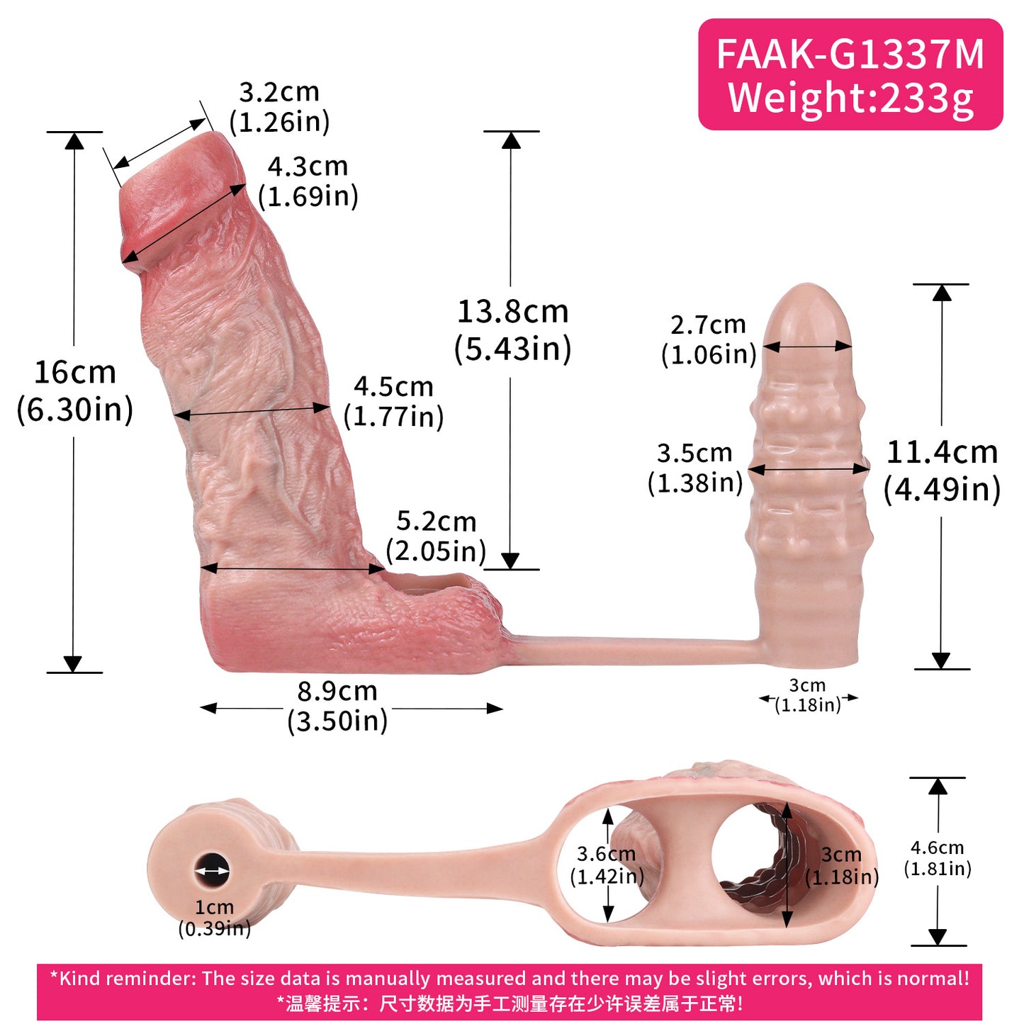 2-in-1 Realistische Penihülle & Anal-Plug – Hautfarbener Penis-Sleeve zur Verdickung inkl. Hodenring & Prostata-Stimulation für Ausdauer