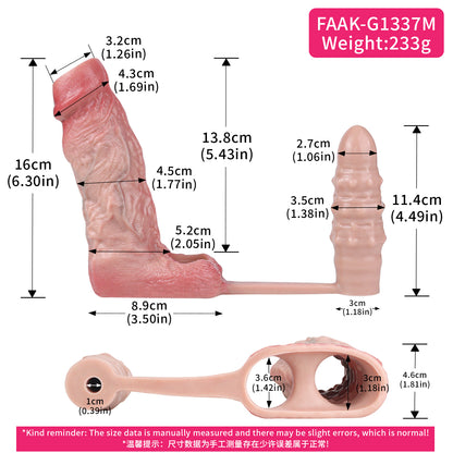 2-in-1 Realistische Penihülle & Anal-Plug – Hautfarbener Penis-Sleeve zur Verdickung inkl. Hodenring & Prostata-Stimulation für Ausdauer