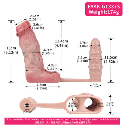 2-in-1 Realistische Penihülle & Anal-Plug – Hautfarbener Penis-Sleeve zur Verdickung inkl. Hodenring & Prostata-Stimulation für Ausdauer