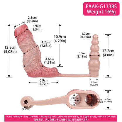 Ultimatives 2-in-1 Sexspielzeug: Hautfarbene Penis Verlängerung & Perlen-Analplug mit Vibrator-Funktion