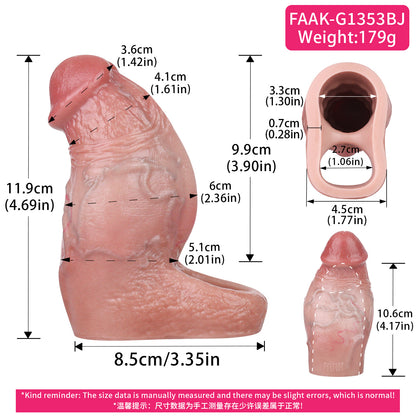 Gaine pénienne profilée – Housse pénienne réaliste en silicone avec anneau de fixation pour des moments à deux