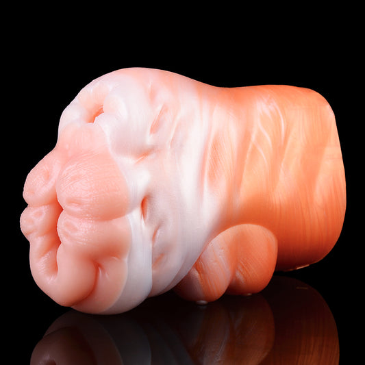 Kuh-Vulva Pocket Pussy im Corgi-Orange mit Vier Brüsten & Vaginal-Anal-Doppelkanal – Corgi-Orange-Perlweiß, Muskelfalten & Platin-Silikon
