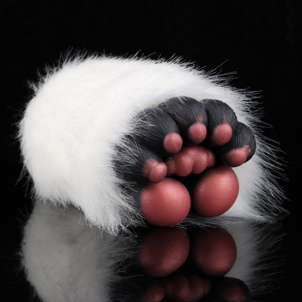 Pocket Pussy Tierpfote – Schwarz-Weiß, Rote Ballen & Abnehmbarer Plüsch