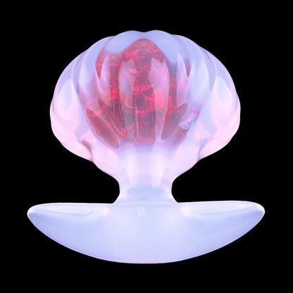 Analplug Kristall Fächermuschel – Gemstone-Core, 8 Rippen & Mondsichel-Basis | Platin-Silikon | SilikonLust