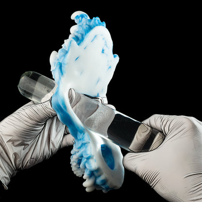 Tiefsee-Abgrund Grinding Toy – Eisblaues Platin-Silikon Sexspielzeug mit Doppelring-Funktion für Paare