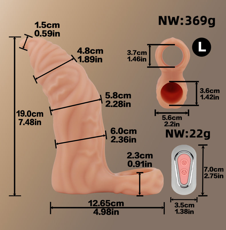 Remote Control Vibrating Penis Sleeve with Wave Texture - Intense G-Spot Sleeve made of Platinum Silicone