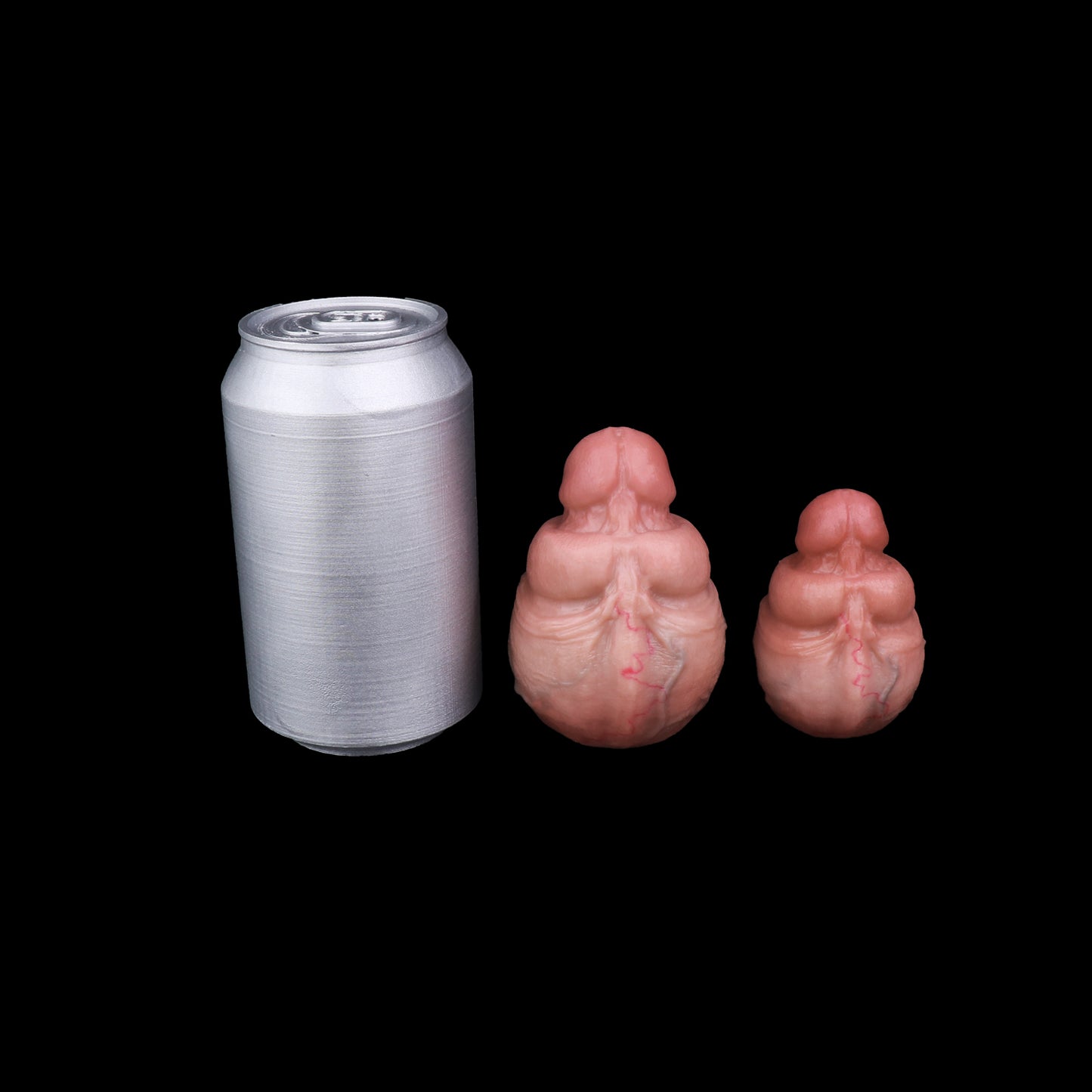 Butt Plug mit Eichel & Hodenpaar – Realistisches Frenulum, Venenrelief & Abnehmbare Stahlkette aus Platin-Silikon (S/L)