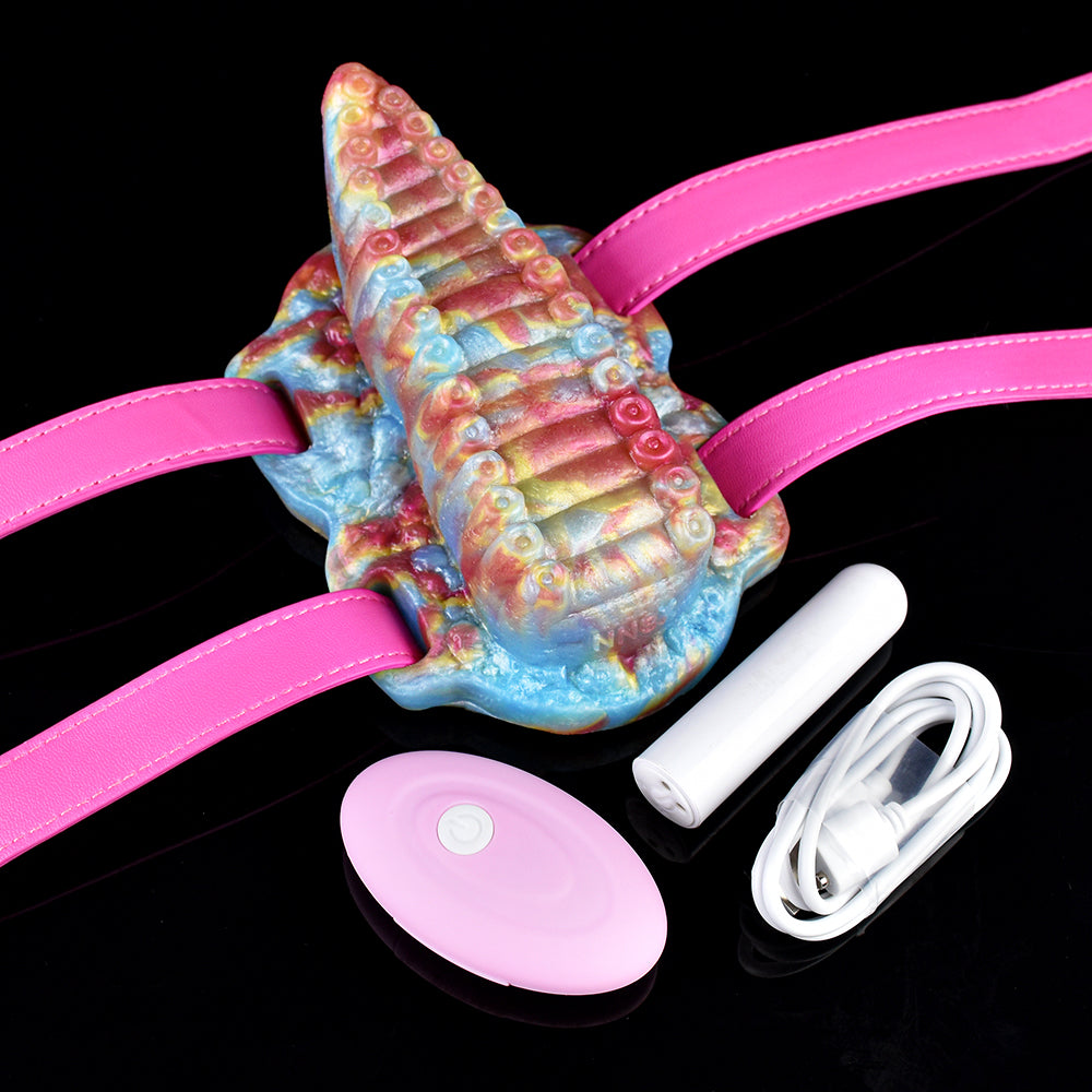 Wearable Tentacle Grinder | Platinum Silicone Vibrationsfunktion Grinding Toy with verstellbare Riemen & USB