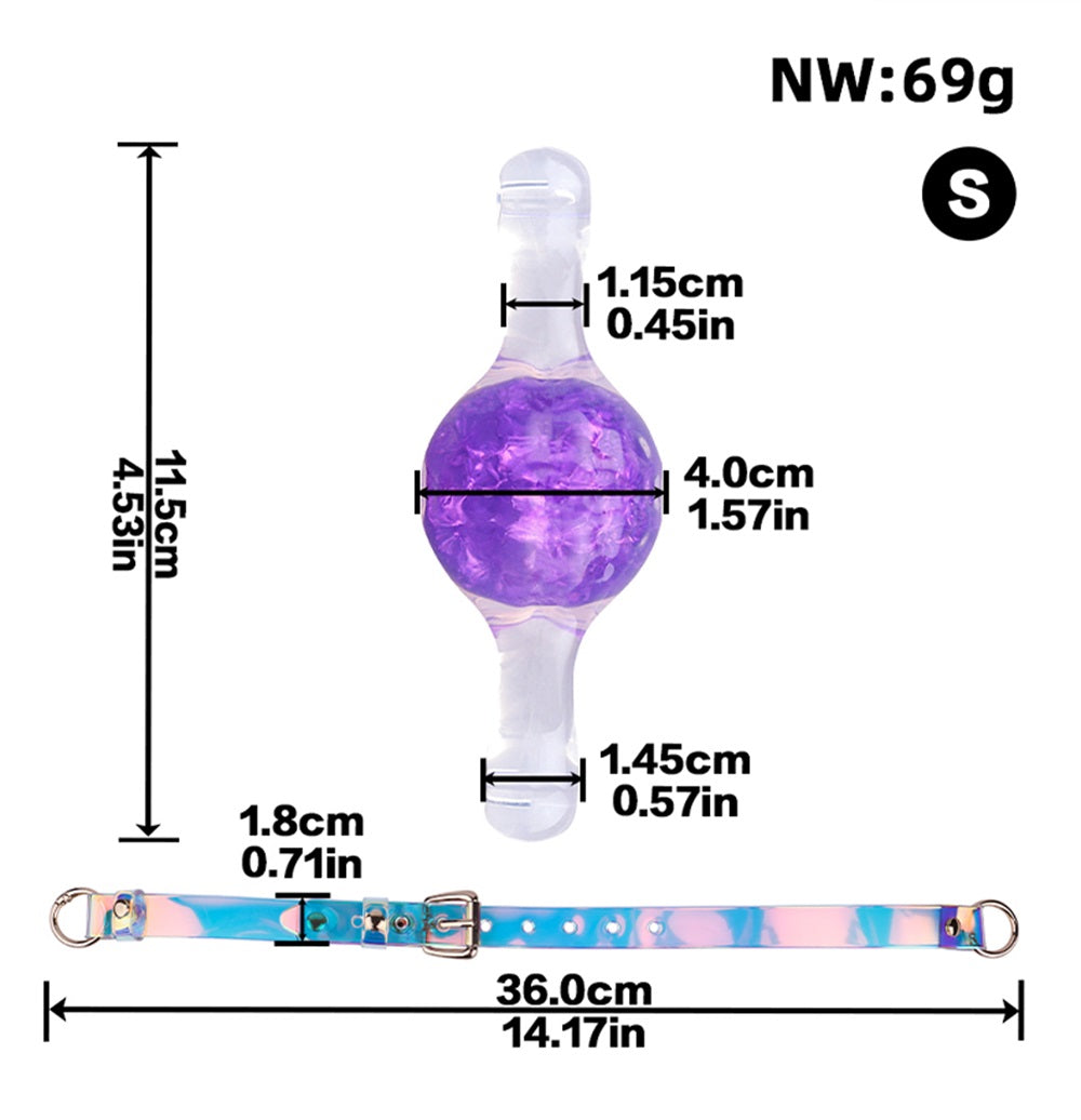 Crystal Core Ball Gag - Doppelschicht Kristall Mundknebel | Hantelform Violett Pink Platin