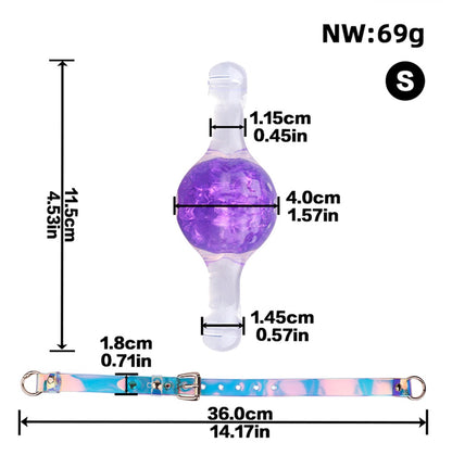 Crystal Core Ball Gag - Doppelschicht Kristall Mundknebel | Hantelform Violett Pink Platin