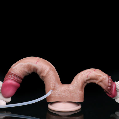Doppel Dildo mit Squirting-System – Paralleler Dual-Schaft für Layered Stimulation und Präzisions-Flüssigkeitsabgabe