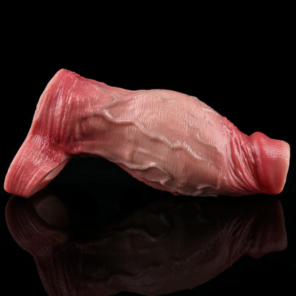 Realistische Penis Hülle mit Hodenring & Eichel-Aussparung – Silikon Sleeve in natürlicher Hautfarbe für maximale Power