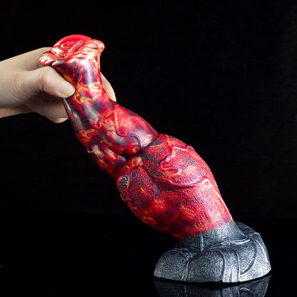 Red and Black Lava Fantasy Dildo - Love the Intense Textures, Fiery Colors, and Imaginative Stimulation
