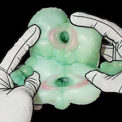 Sexpuppen Torso: Umschlungene Drachen-Schwestern – Jadegrüner Doppel-Tunnel Masturbator
