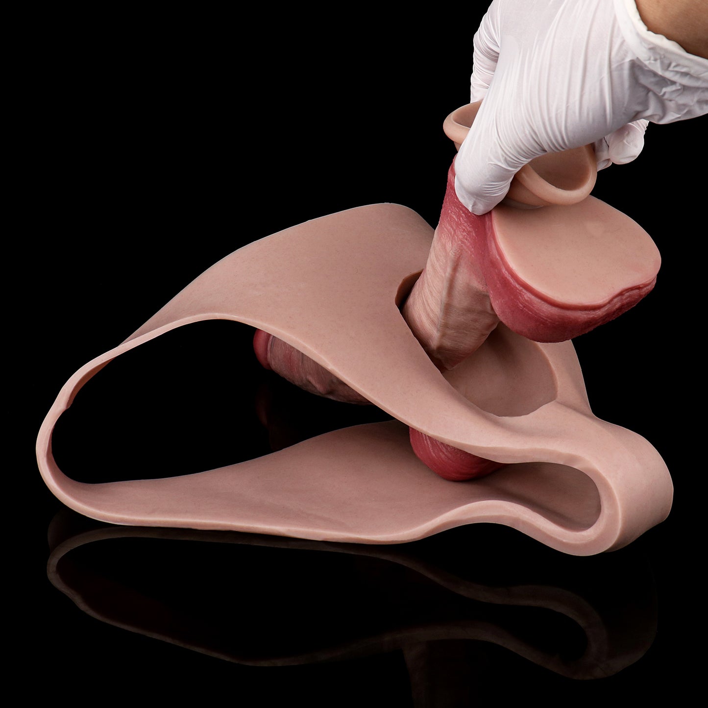 Tiered Head Wearable Penis Sleeve - Dual-Step Strap-On | Doppelstufenkopf Silikon-Unterhose Platin