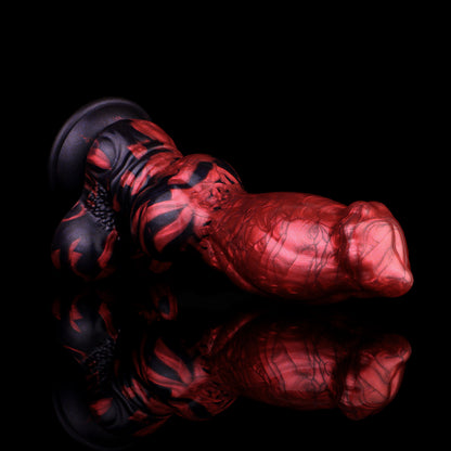 Canine Fantasy Dildo | Platinum Silicone Dog Anatomy Dildo mit Bulbus-Glandis-Expansionsknoten, Doppel-Anker-Sackkörper & Lava-Zweifarbguss – NNSX