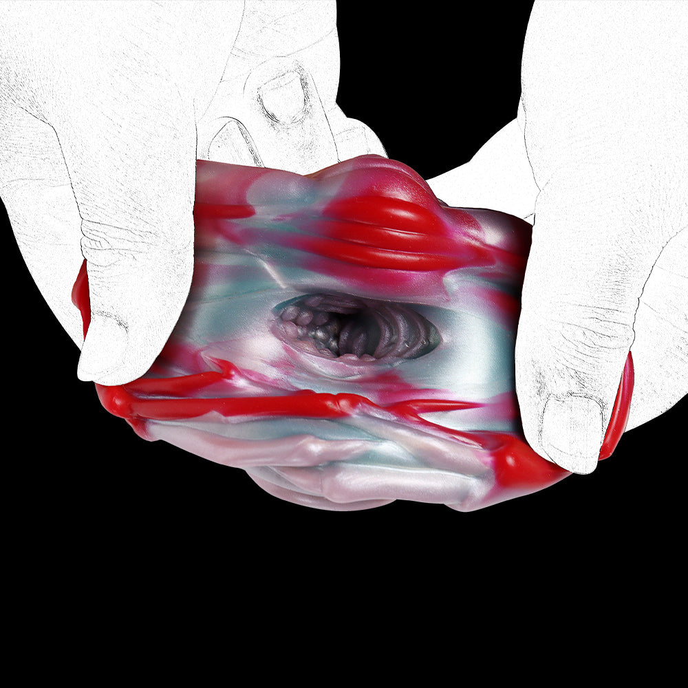 Dunkler Bambus Pocket Pussy mit Käfer-Eingang & Dreistufigem Kanal – Mintgrün-Rosa-Rot, Stabheuschrecken-Textur & Platin-Silikon