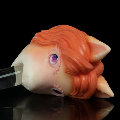 Fiery Fox-Girl Platinum Silicone Pocket Pussy - Anime Oral Masturbator with Hand-Sculpted Beast Ears
