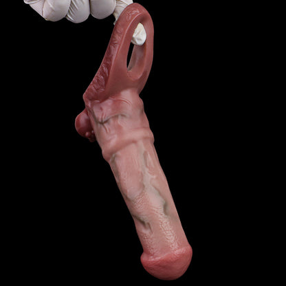 Flared Mushroom Crown Penis Sleeve – Triple-Ring Animal-Inspired Extender for Deep Stretch Impact | SilikonLust