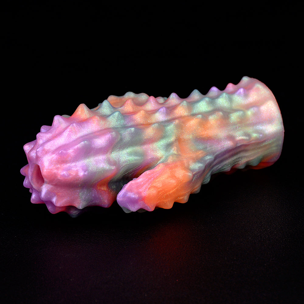 PURISM Cactus Mouth Gag Silicone - Luxury Gag Desert Botanical Blunt Silicone Spikes Pearlescent Orange Leather Strap