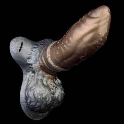 Sculptural Mocha Grey Fantasy Strap Penis Sleeve - Dragon Scale BDSM Harness Set for a Dominant Presence | SilikonLust