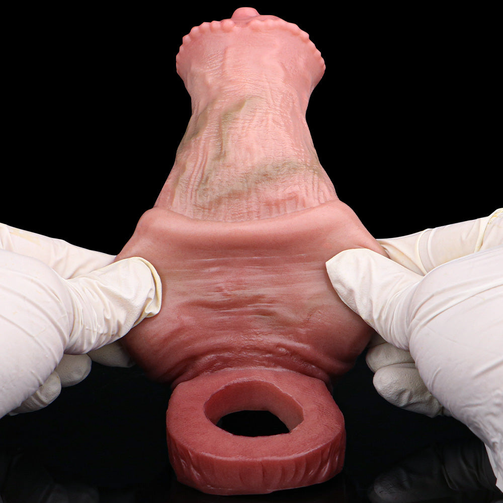 Equine Fantasy Platinum Silicone Penis Sleeve - Horse Cock Extension with Warty Glans Crown