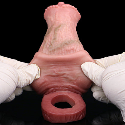Equine Fantasy Platinum Silicone Penis Sleeve - Horse Cock Extension with Warty Glans Crown