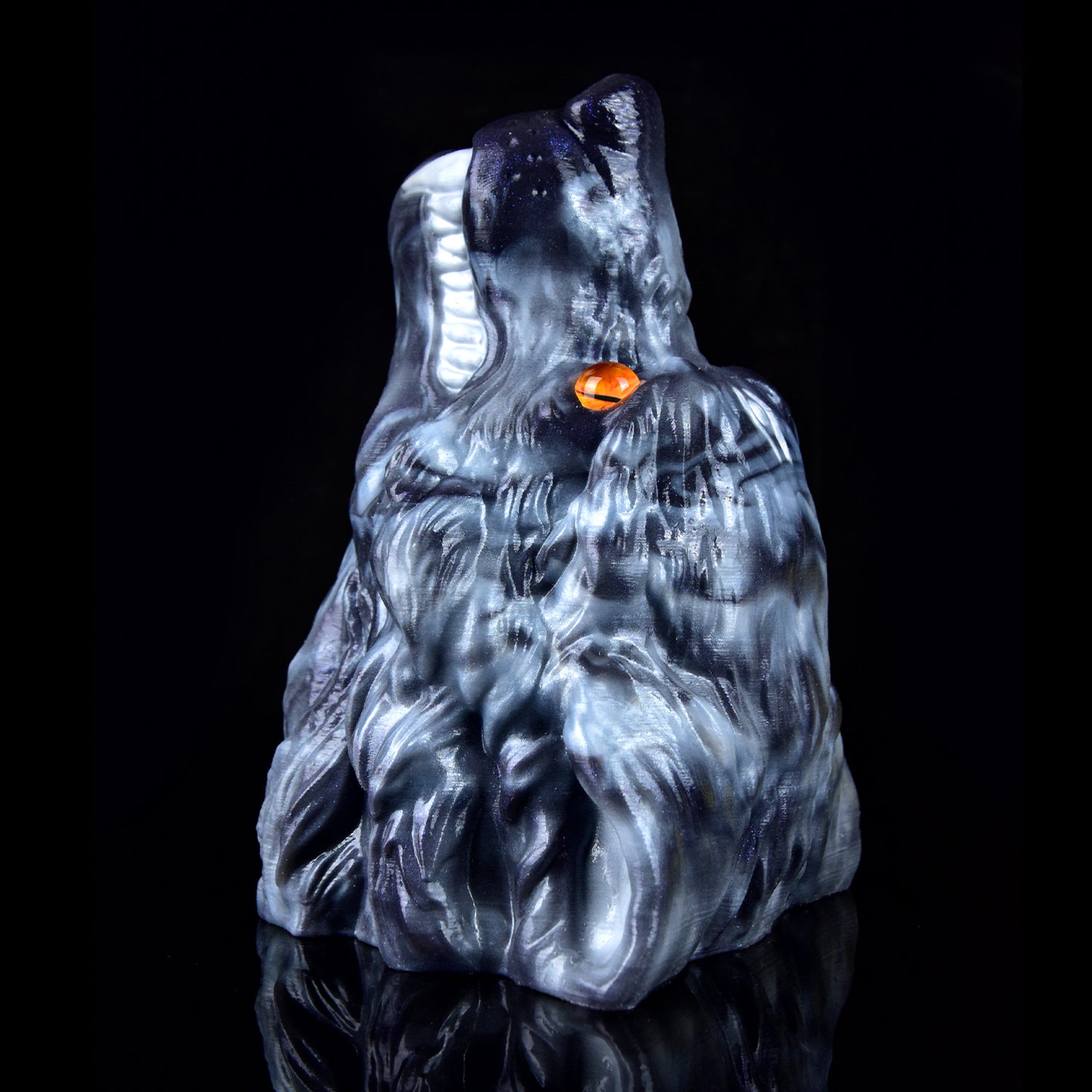 Wolf Sexpuppe Schieferblau – Platin-Silikon, Einzelkanal-Textur & Bernstein-Augen