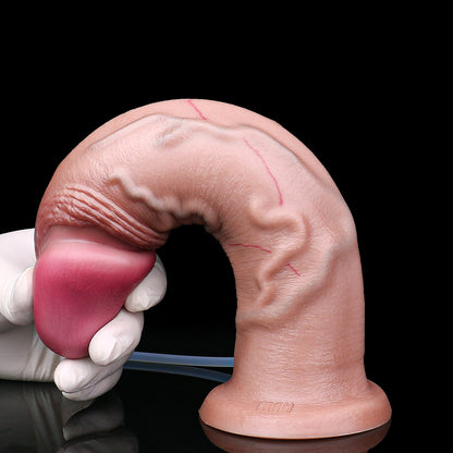 Realistischer Squirting Dildo | Platinum Silicone Ejaculating Dildo mit Rigid Straight Shaft & Dark-Skin-Anatomie