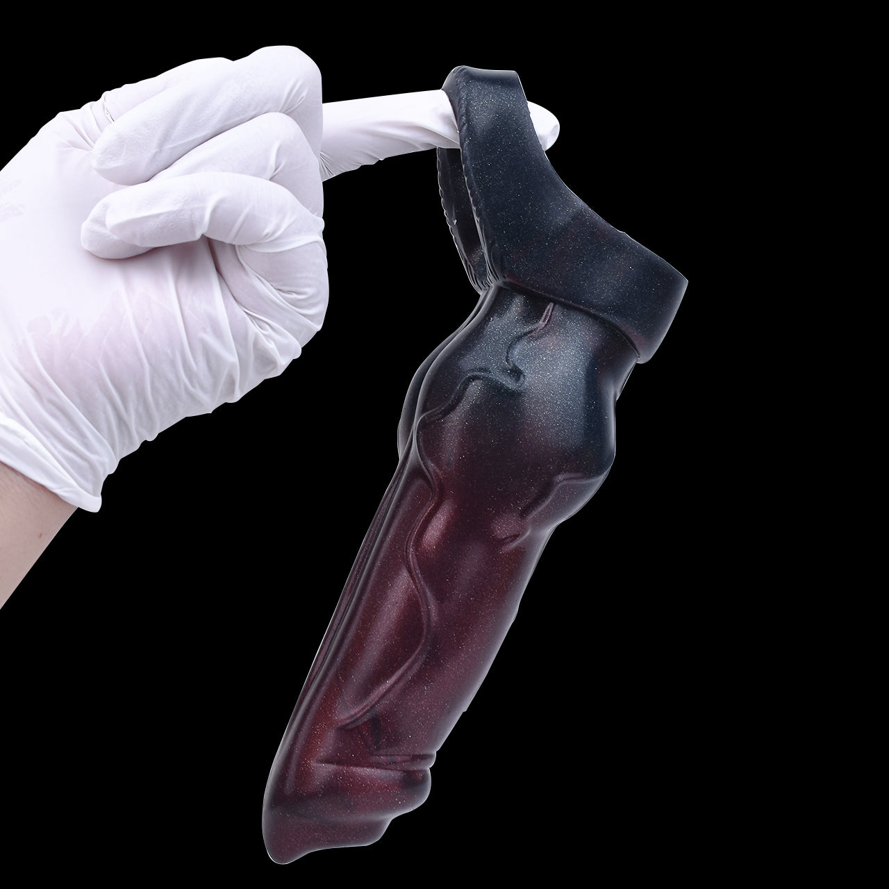Glänzendes Burgunder Penis Sleeve mit Hodenring – Realistischer Penis Extender für mehr Ausdauer, Penisverlängerung & harte Nächte im Schlafzimmer
