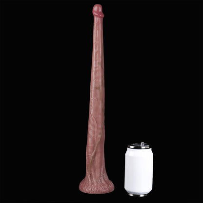 Long Dildo Fleischbeige – Konisch-Verjüngender Schaft, Verzweigtes Venennetz, Frenulum-Detail, 3-Megapixel Endoskop-Kamera, 8 LED, IP68, Faltenrelief-Saugnapf aus Platin-Silikon