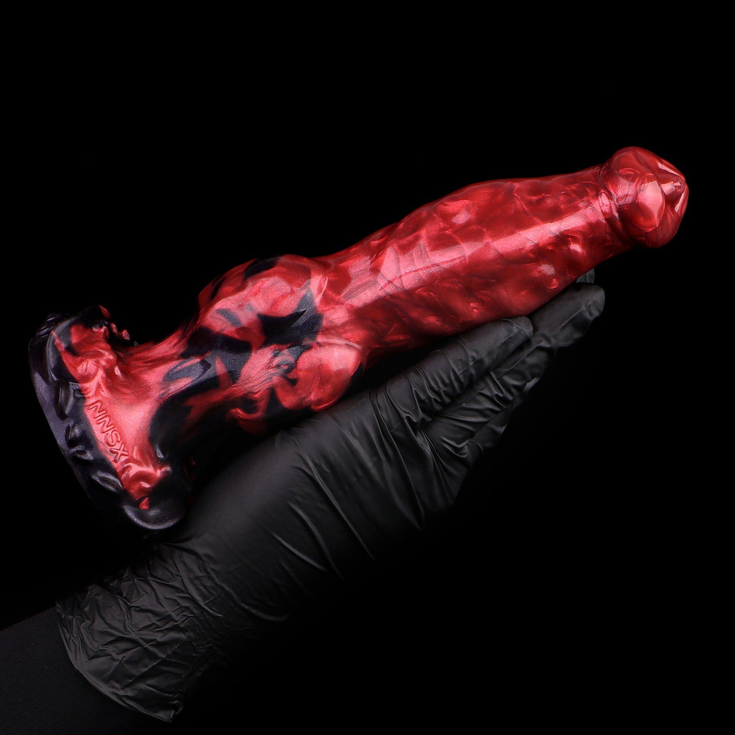 Equine Horse Dildo XL - Stallion Fantasy | Huge Scrotum Suction Cup Red-Black Platinum