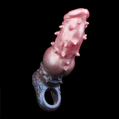 Perlmutt-Gradient Penis Sleeve mit Hodenring – Genoppter Silikon Penisüberzug für Ausdauer & Intensive Paar-Stimulation