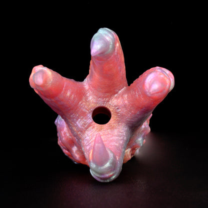 PURISM Alien Claw Fantasy Ball Gag Silicone - Mouth Gag Bio-Armor Pearlescent Venetian Chain