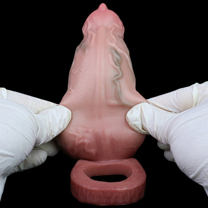 Coral Pink Tentacle Penis Sleeve - Three-Stage Progressive Suction Cup Nubs Spiral Canal for Escalating Step Stretching