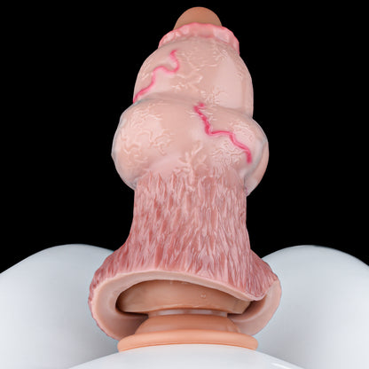 Canine-Inspired Knotted Sleeve made of Platinum Silicone - Realistic Fantasy Penis Sleeve with Double Knot