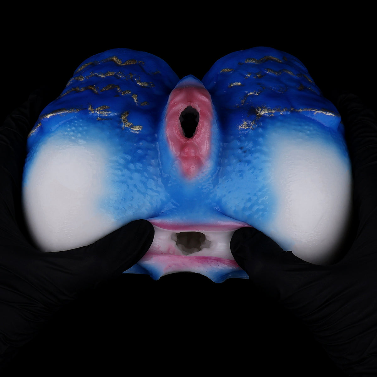 Sekspop Waterdraak – Blauw-gouden siliconen halve body voor fantasy-rollenspellen