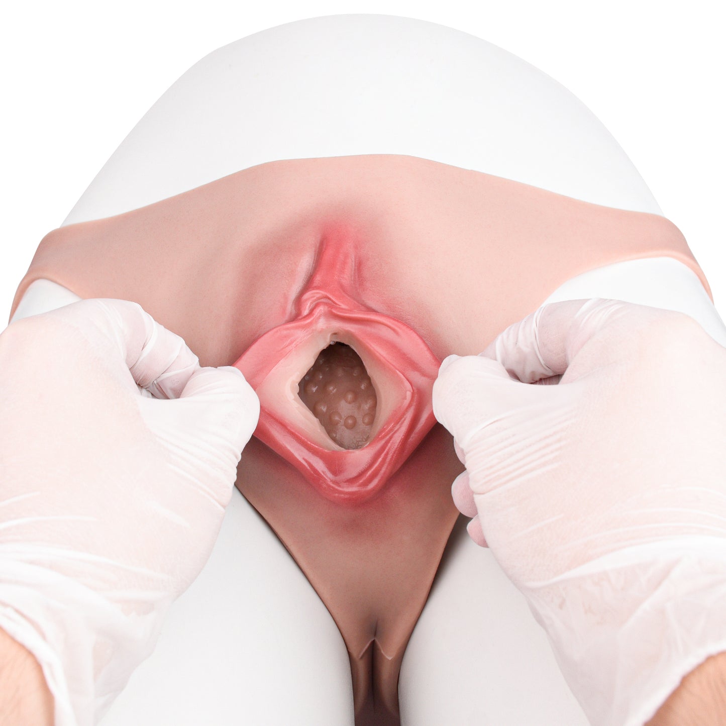 Juicy Realistic Pussy Panty Platinum Silicone - Wearable Vagina Prosthesis with Full-Body Nubs and Invisible Fit