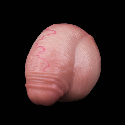 Realistischer Butt Plug im Hautton – Anatomischer Kugel-Analplug mit Hoden, Edelstahlkette & Lederband für Anfänger und BDSM-Spiele