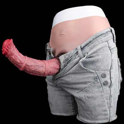 Pferde-Penis Sleeve im Boxershorts – Rosarosa Farbverlauf, Kugelkrone, Schwarzer Bulbus & Anal-Öffnung