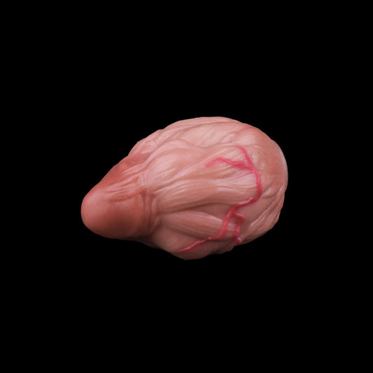 Anatomischer Butt Plug im Hoden-Eichel-Design – Realistisches Platin-Silikon mit BDSM-Zugkette für intensives Anal-Training