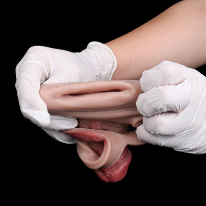 Penis Sleeve mit Butt Plug – Hautfarbenes 2-in-1 Design mit realistischer Struktur und intensiver Stimulation