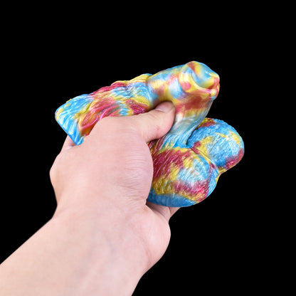 Clitoris Grinding Toy | Platinum Silicone Klitoris-Reiter with Spiral-Hirn-Textur & Tie-Dye Dreifarbguss