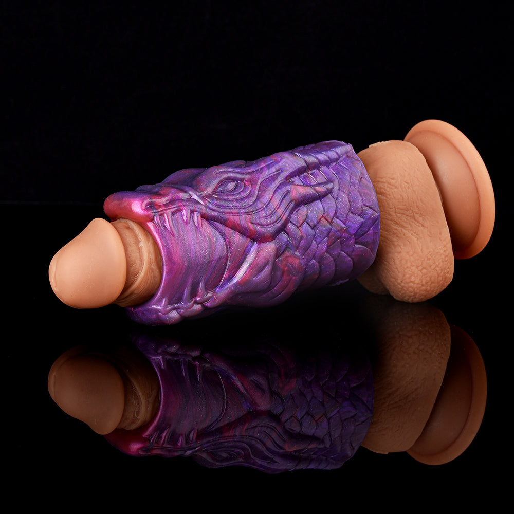 Gaping Acorn Sleeve in Nebula Violet - Wide-Open Dragon Sleeve with Vacuum Suction Chamber