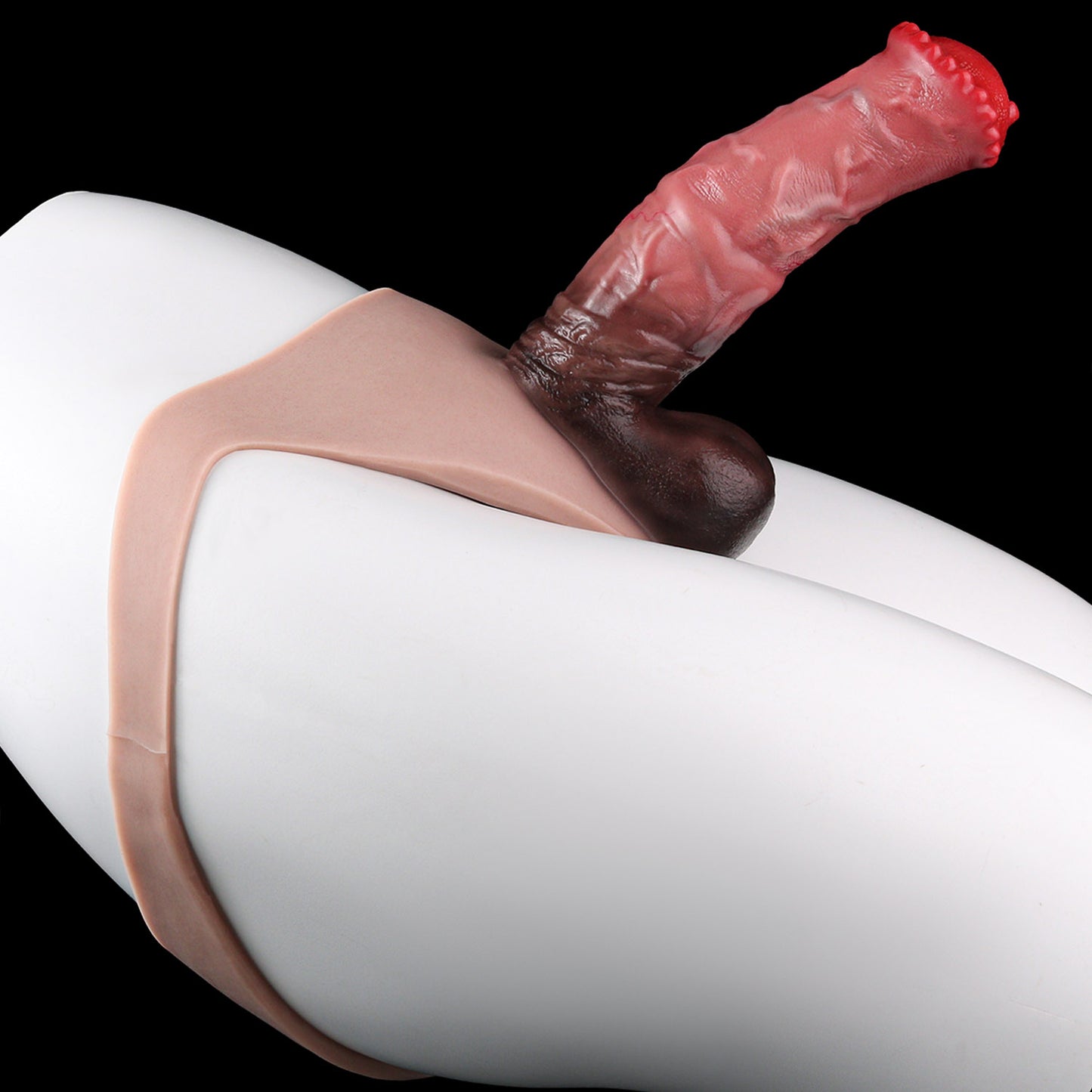 Feuerroter Pferde-Umschnalldildo mit Slip – Premium Strap-On, Umlege-Dildo & Umschnall-Penis für Lesben, Paare & bei Erektionsstörungen
