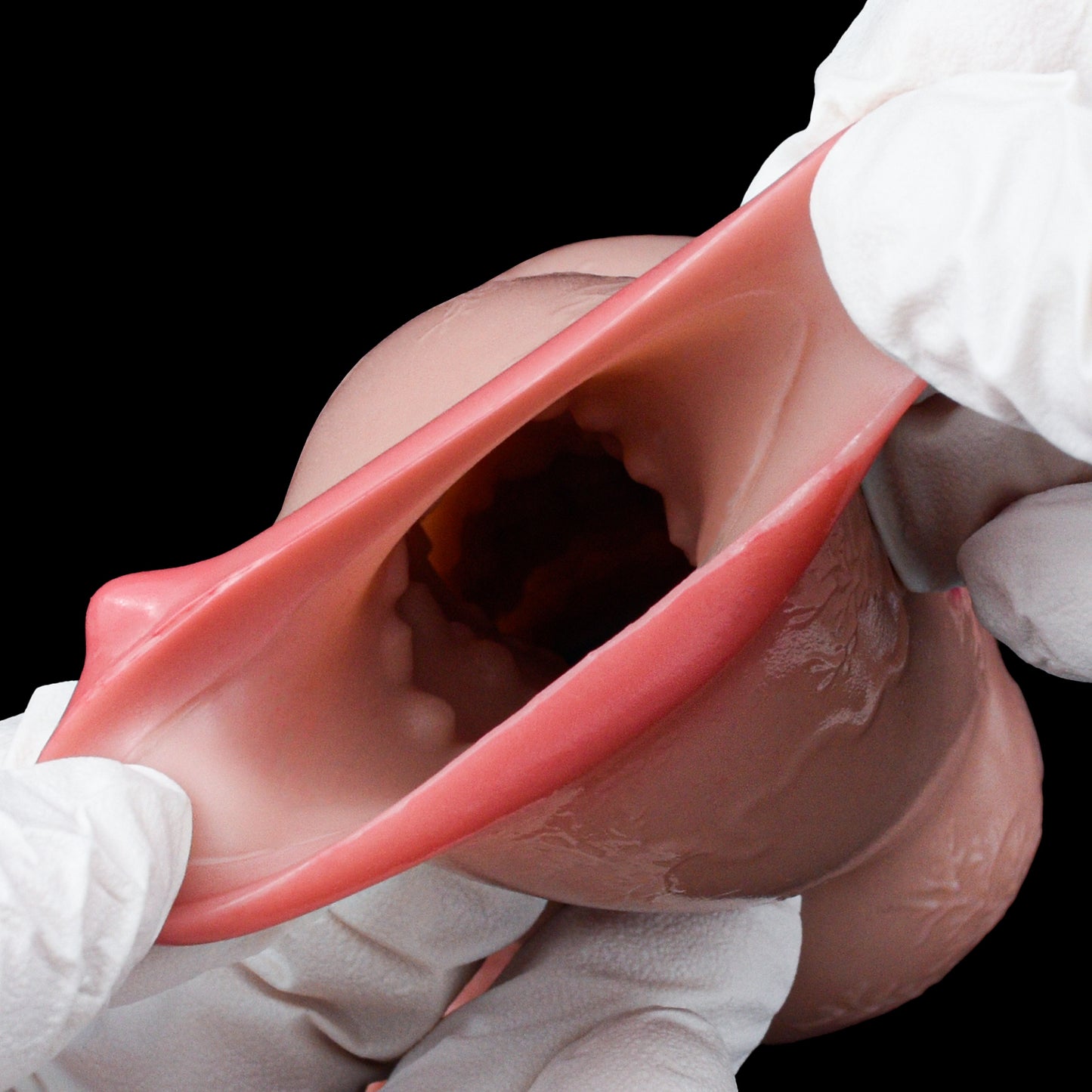 Realistic Penis Sleeve with Ball Design Made of Liquid Silicone - Ergonomic Open Sleeve with Natural Tone Gradient and Textured Base