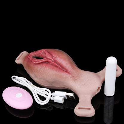Vagina-Prothese mit Spiralnoppe & Y-Frenulum – Realistische Vulva, Vibration & Platin-Silikon für Sie, Ihn & Paare
